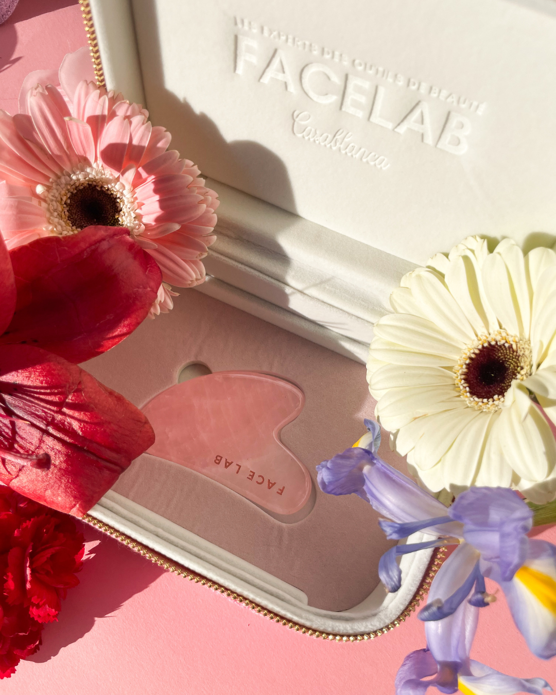 Coffret Gua Sha Coeur Quartz Rose
