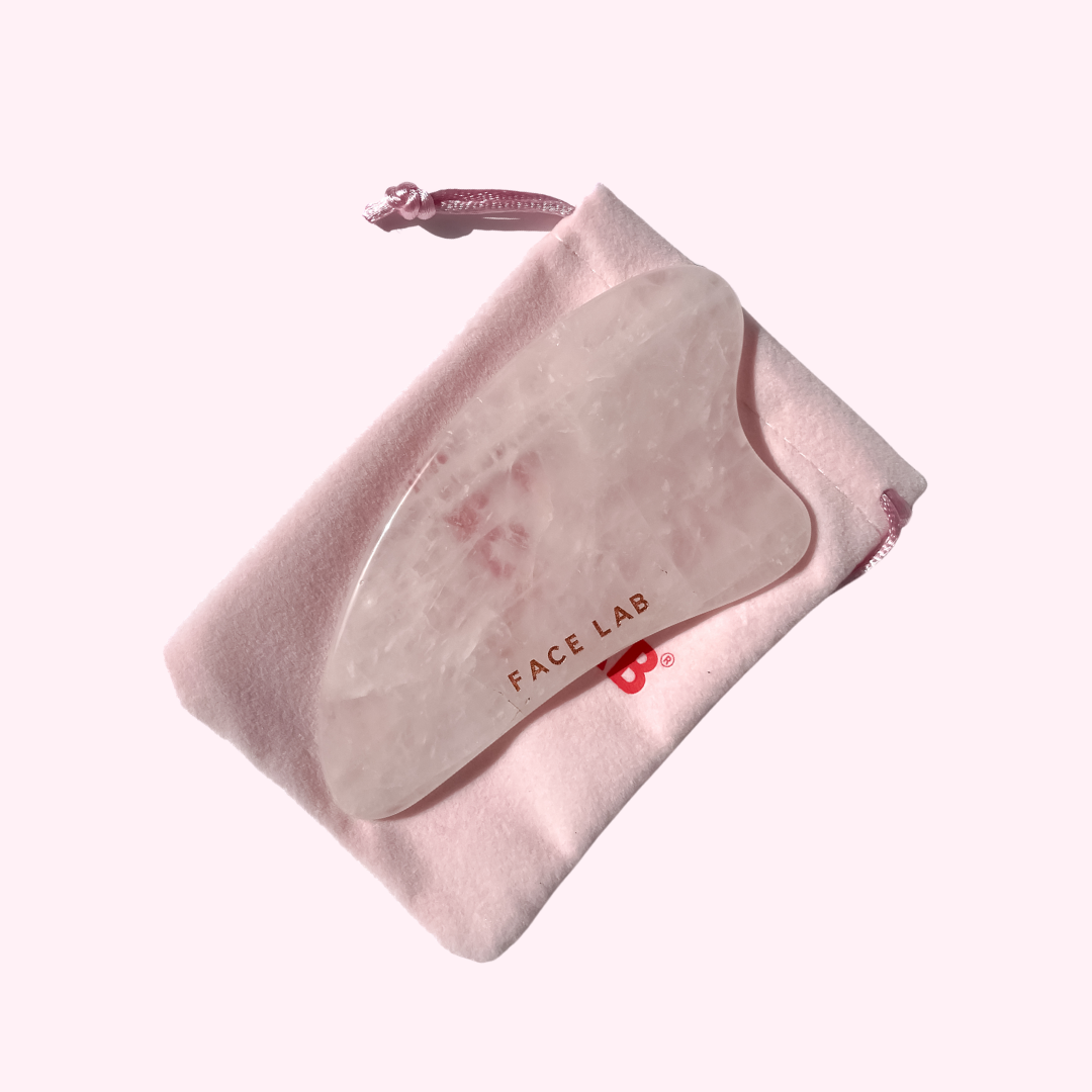 Ensemble de Rouleau & Gua Sha en Quart Rose