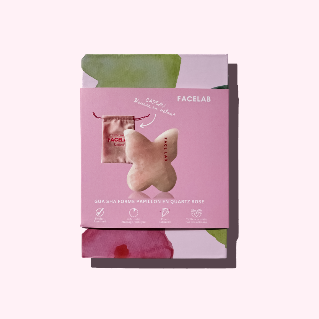 Gua Sha Papillon en Quart Rose