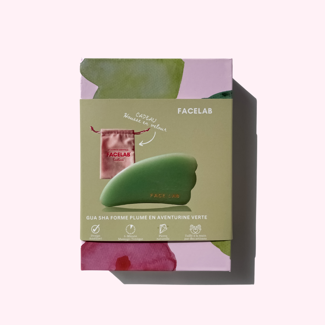 Gua Sha Plume en Aventurine Verte