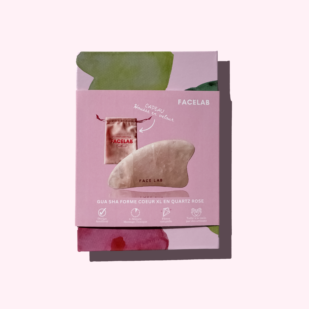 Gua Sha Coeur XL en Quartz Rose